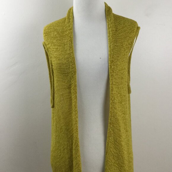 Do Everything in Love Mustard Open Front Fringe Vest Cardigan one size - Picture 3 of 9